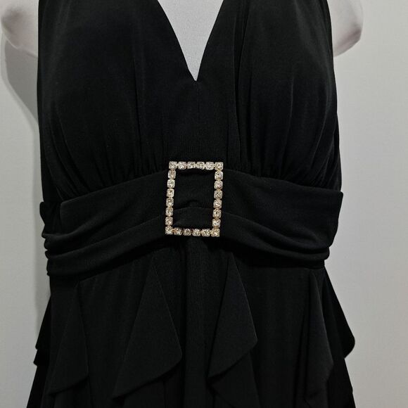 Vintage Betsy & Adam 90's Y2K Halter Neck Ruffle Goth Knee Length Dress S 14W - Picture 17 of 17